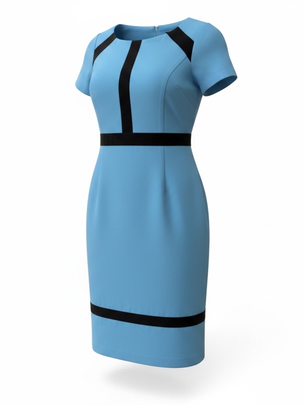 Allen Kay Blue & Black Colorblock Sheath Dress Sz 10